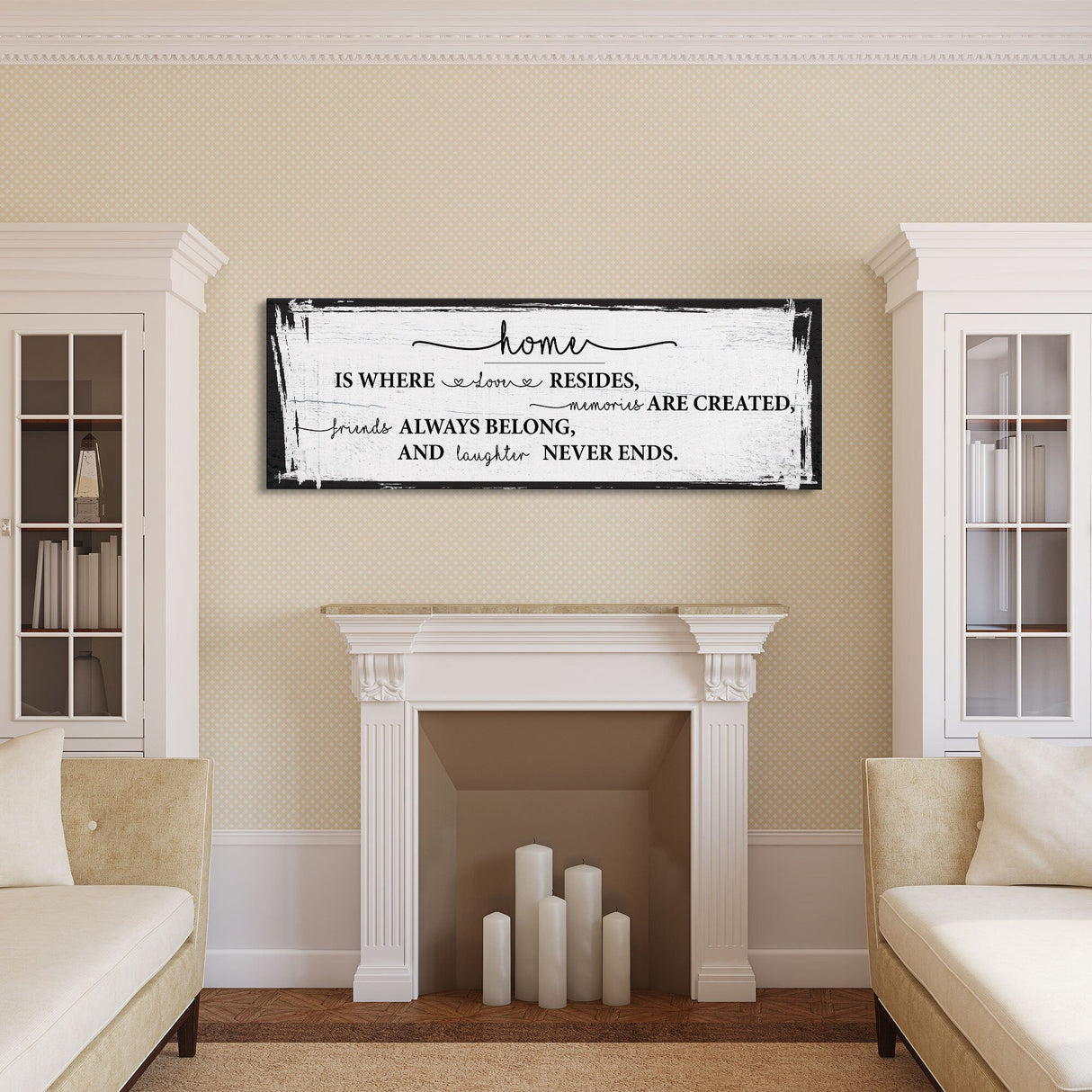 Home is where love resides canvas sign, farmhouse wall decor, farmhouse sign, home sign, family room sign, wood sign, home decor canvas sign