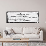 Home is where love resides canvas sign, farmhouse wall decor, farmhouse sign, home sign, family room sign, wood sign, home decor canvas sign