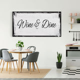 Kitchen canvas sign, wine and dine, sign for kitchen, kitchen wall art, wine sign, kitchen decor