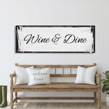 Kitchen canvas sign, wine and dine, sign for kitchen, kitchen wall art, wine sign, kitchen decor