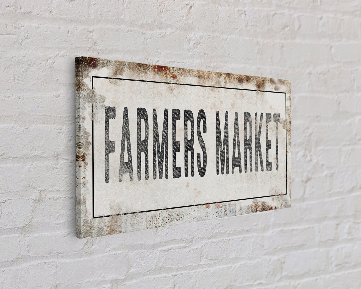 Farmer's Market Printed Canvas Sign Rusty Sign Distressed Wall Art Farmer's Market Cute Kitchen Sign