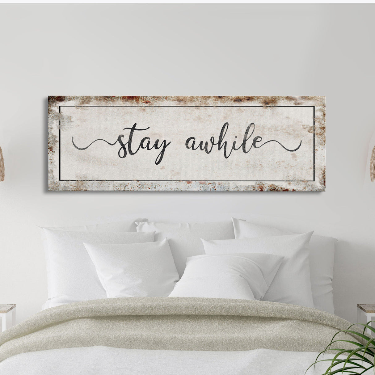 Stay awhile sign, Stay Awhile Canvas Print, Living Room Signs, Living room wall decor, Entryway Wood sign, wooden signs, guest room art