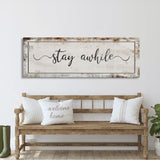 Stay awhile sign, Stay Awhile Canvas Print, Living Room Signs, Living room wall decor, Entryway Wood sign, wooden signs, guest room art