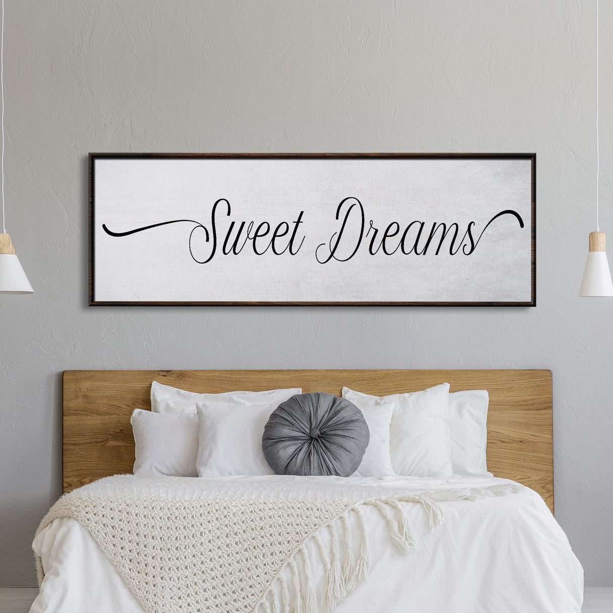Sweet Dreams Sign, Large Bedroom Wall Decor over the Bed, Farmhouse Decor, Wall Art Decor, Canvas Print, Bedroom Wall Decor