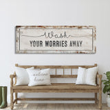 bathroom sign, wash your worries away sign, bath sign, sign for bathroom, bathroom wall decor, bathroom wall art, bath decor, canvas print