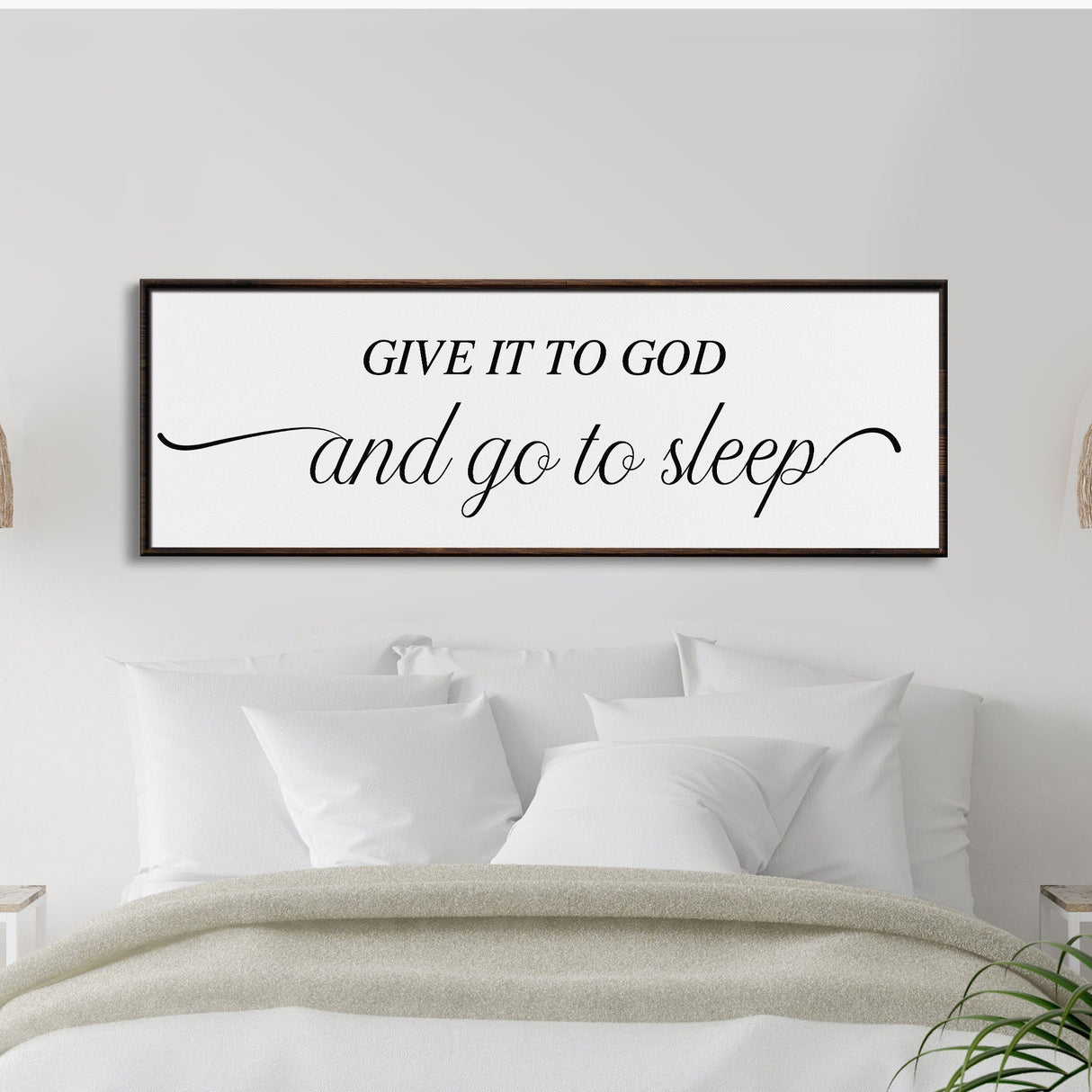 master bedroom sign, give it to God and go to sleep, master bedroom decor, wall decor, bedroom wall art, wood and canvas signs, living room