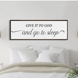 master bedroom sign, give it to God and go to sleep, master bedroom decor, wall decor, bedroom wall art, wood and canvas signs, living room