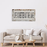 Life Is Better At The Lake Printed Canvas Rusty Sign Distressed Wall Art Cute Sign Wood Frame Wood And Canvas Sign Lakehouse Sign