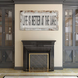 Life Is Better At The Lake Printed Canvas Rusty Sign Distressed Wall Art Cute Sign Wood Frame Wood And Canvas Sign Lakehouse Sign