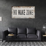 No Wake Zone Sign, Canvas Print, Framed Sign, Sign Above Bed For Lake House, Nursery Decor, Lake Wall Art