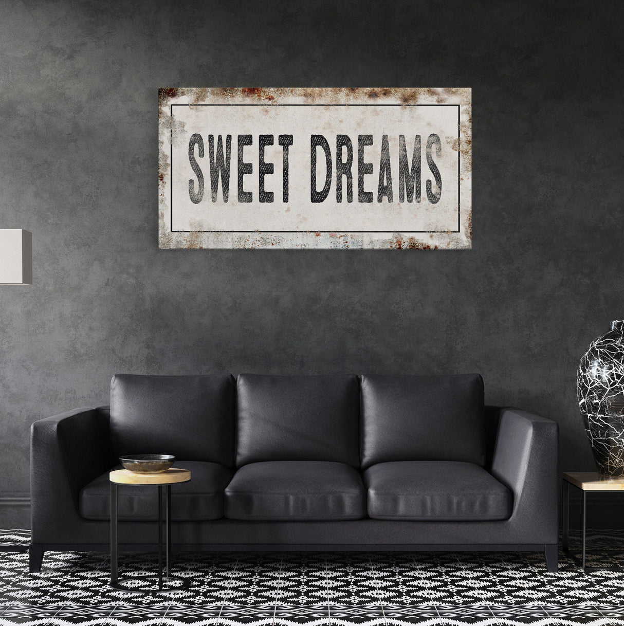 Sweet Dreams Printed Canvas Rusty Sign Distressed Wall Art Cute Sign Wood Frame Wood And Canvas Sign Bedroom Sign