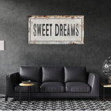Sweet Dreams Printed Canvas Rusty Sign Distressed Wall Art Cute Sign Wood Frame Wood And Canvas Sign Bedroom Sign