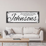 Last name sign canvas print, family name sign, our tribe sign, family wall decor, kitchen sign, inspirational quote, living room sign