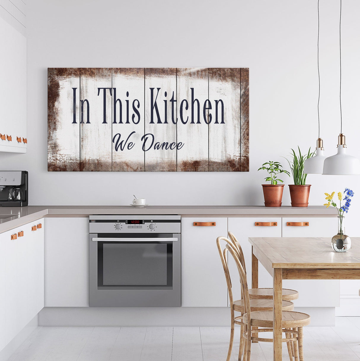 In This Kitchen We Dance Sign  Kitchen Canvas Sign  Wood Signs  Farmhouse Kitchen Signs  Wooden Signs  Kitchen Decor  Modern Farmhouse