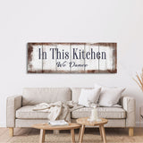 In This Kitchen We Dance Sign  Kitchen Canvas Sign  Wood Signs  Farmhouse Kitchen Signs  Wooden Signs  Kitchen Decor  Modern Farmhouse