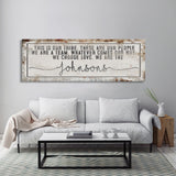 Last name sign canvas print, family name sign, our tribe sign, family wall decor, kitchen sign, inspirational quote, living room sign