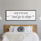 master bedroom sign, give it to God and go to sleep, master bedroom decor, wall decor, bedroom wall art, wood and canvas signs, living room
