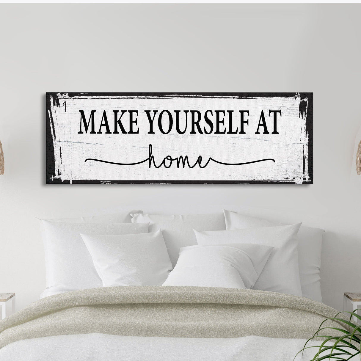 Make yourself at home canvas sign, canvas print, guest room sign, guest room wall decor, guestroom, farmhouse wall decor