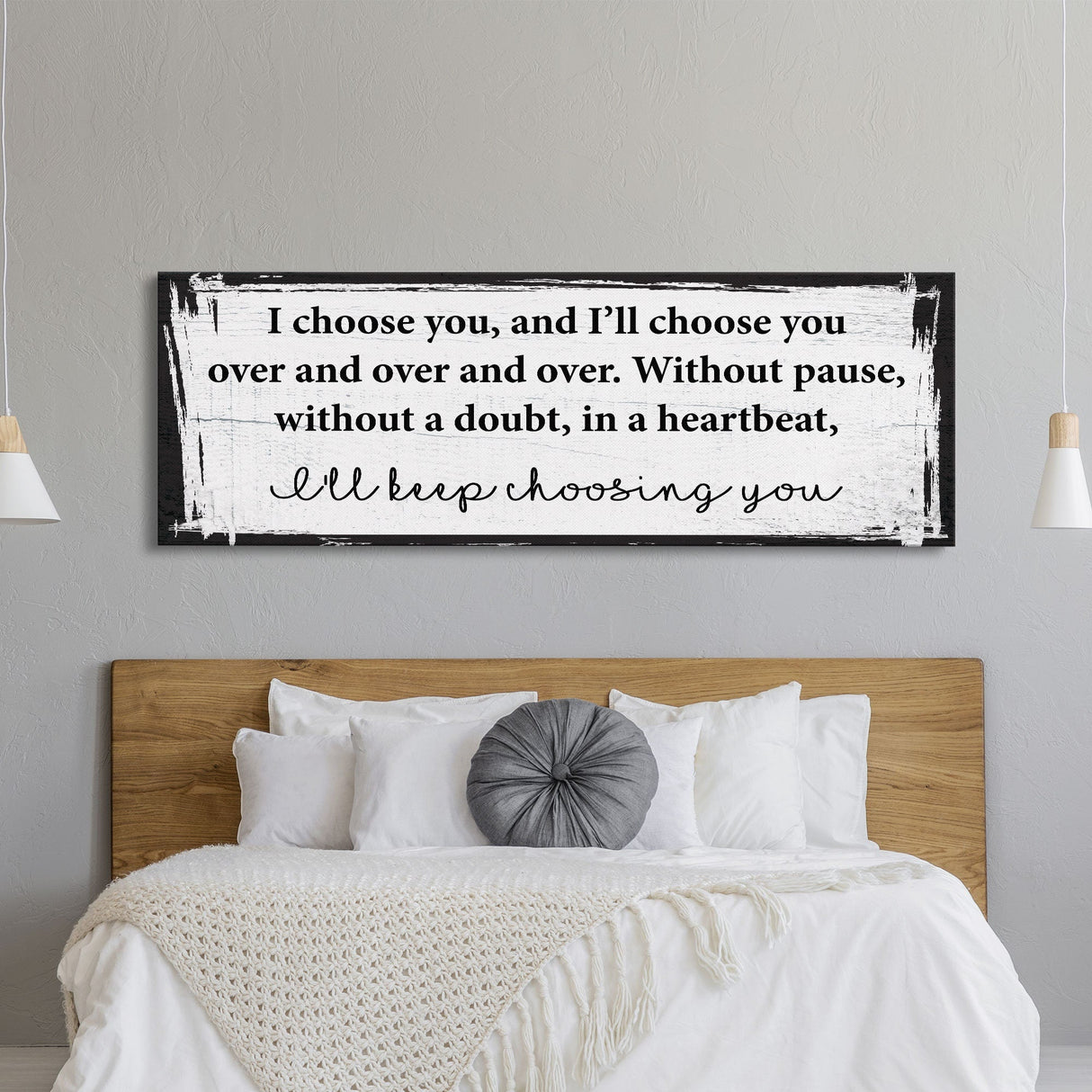 Master bedroom sign, I choose you canvas print, master bedroom decor, guest room decor, wall art, bedroom wall art, above couch art