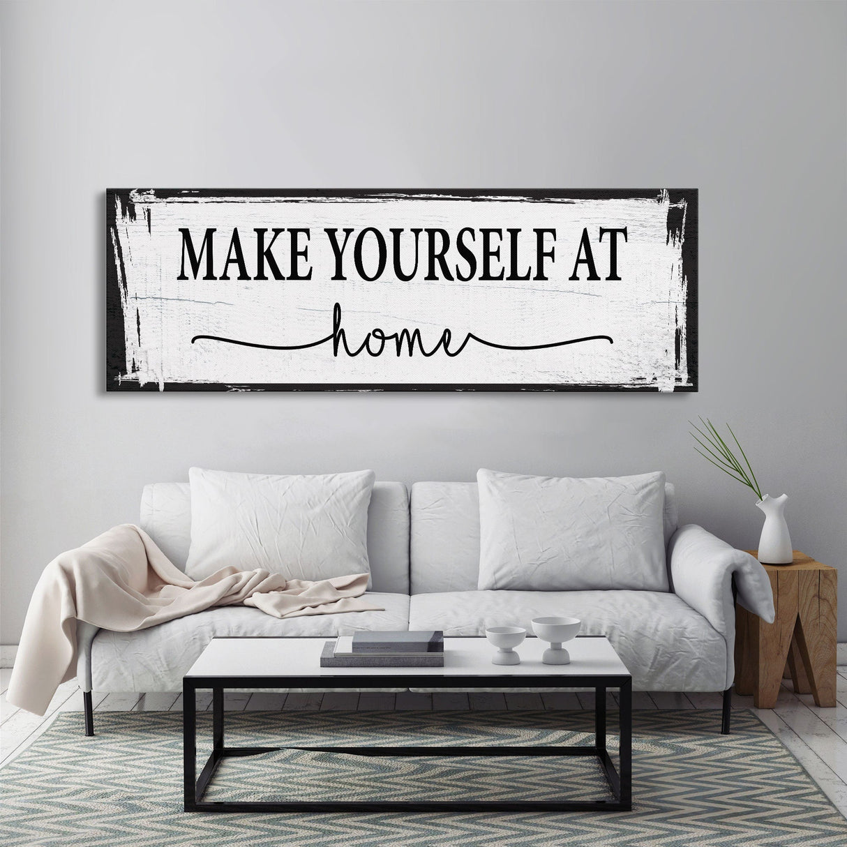 Make yourself at home canvas sign, canvas print, guest room sign, guest room wall decor, guestroom, farmhouse wall decor