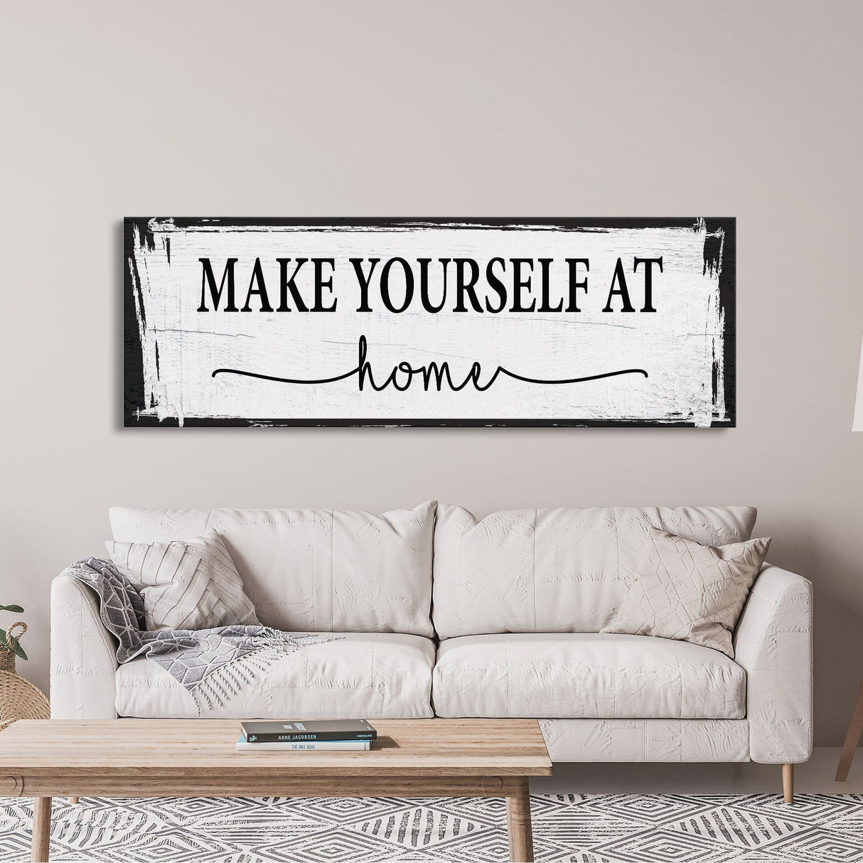 Make yourself at home canvas sign, canvas print, guest room sign, guest room wall decor, guestroom, farmhouse wall decor