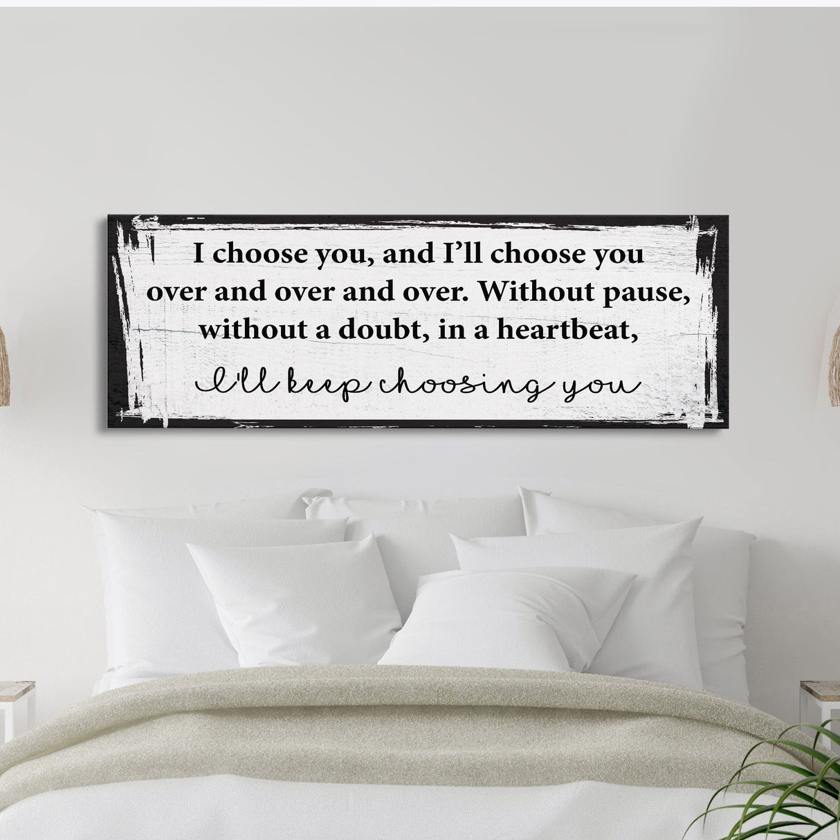 Master bedroom sign, I choose you canvas print, master bedroom decor, guest room decor, wall art, bedroom wall art, above couch art