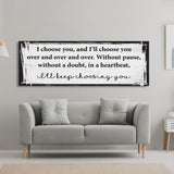 Master bedroom sign, I choose you canvas print, master bedroom decor, guest room decor, wall art, bedroom wall art, above couch art