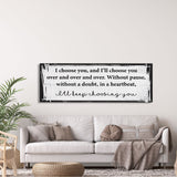 Master bedroom sign, I choose you canvas print, master bedroom decor, guest room decor, wall art, bedroom wall art, above couch art