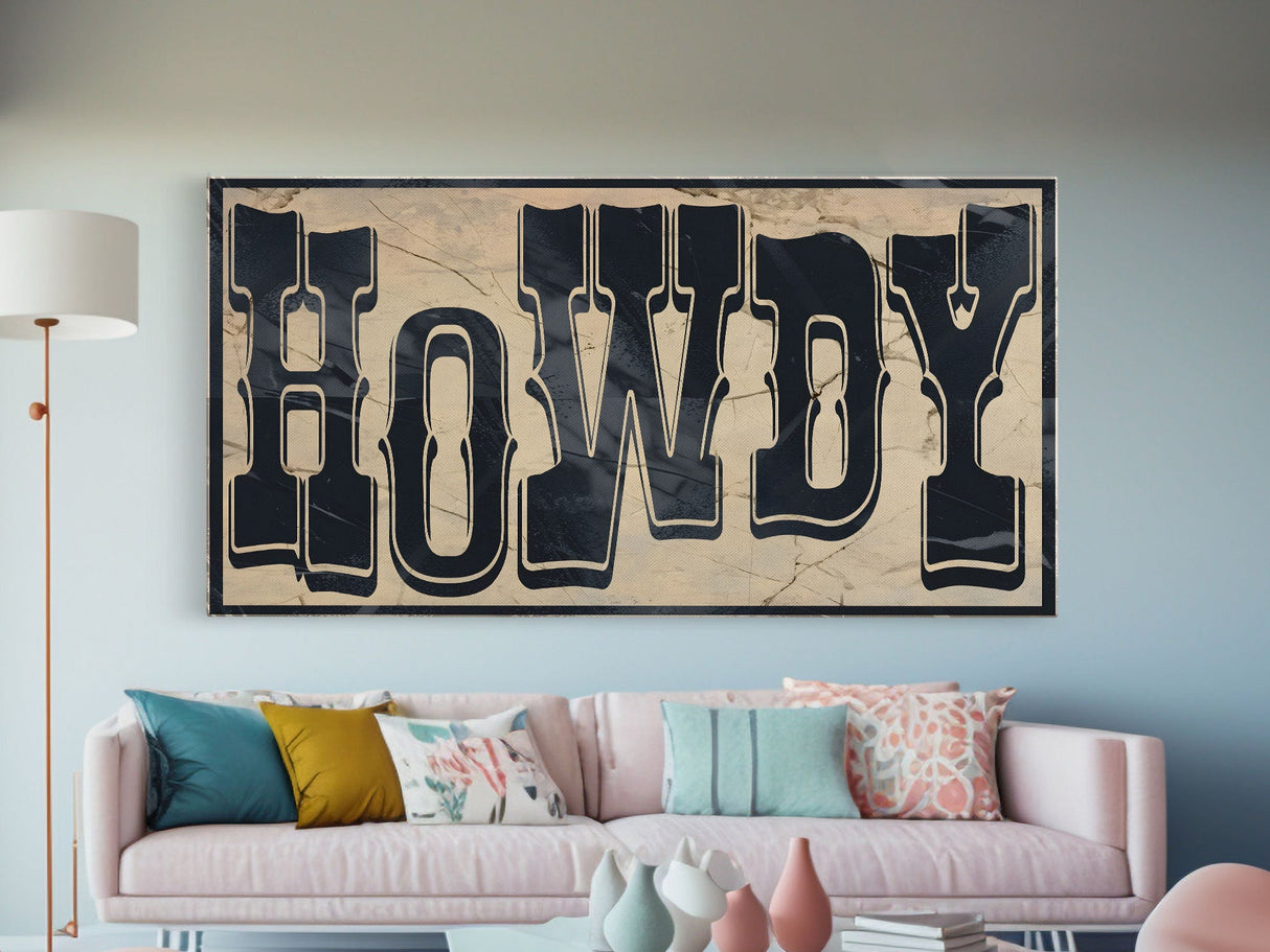 Howdy Typography Wall Art Print, Midwest Decor, Southwestern Wall Art, Canvas Print or Poster, Modern Design, Southern Home Art, Ranch Art