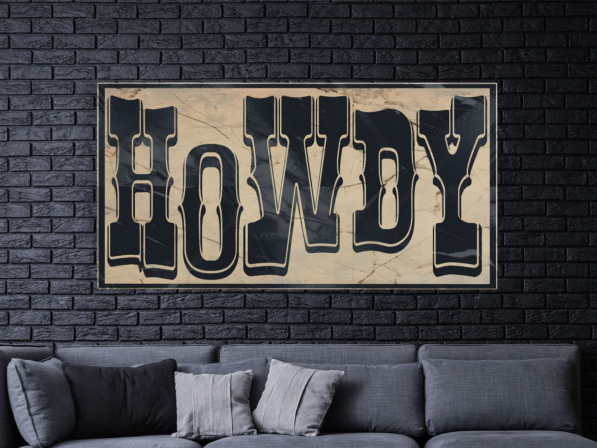 Howdy Typography Wall Art Print, Midwest Decor, Southwestern Wall Art, Canvas Print or Poster, Modern Design, Southern Home Art, Ranch Art