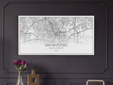San Antonio City Map, Texas Art, Map Print, Minimalist Wall Art, Wall Art, Canvas Art, Landscape Art, Framed Wall Décor, New Homeowner Gift