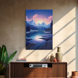 Mountains Wall Art, Trees Wall Art, Water Reflection, River Wall Art, Canvas Print, Wall Art, Vertical Art, Travel Print, Entryway Prints