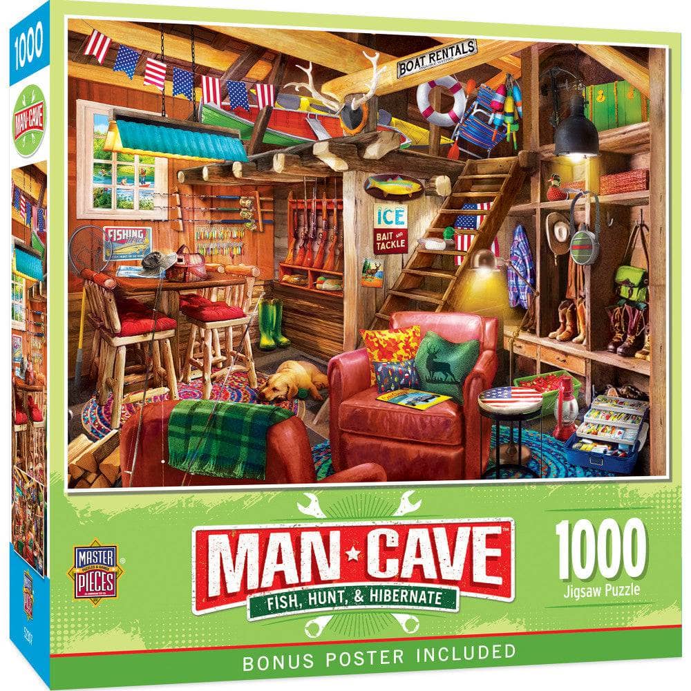 Man Cave - Fish, Hunt, & Hibernate 1000 Piece Jigsaw Puzzle