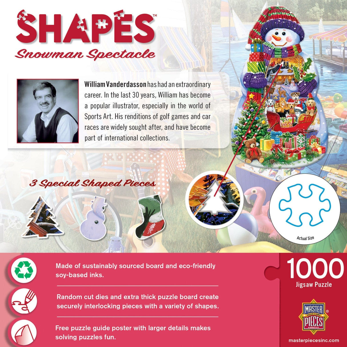 Shapes - Snowman Spectacle Shaped 1000 Piece Jigsaw puzzle