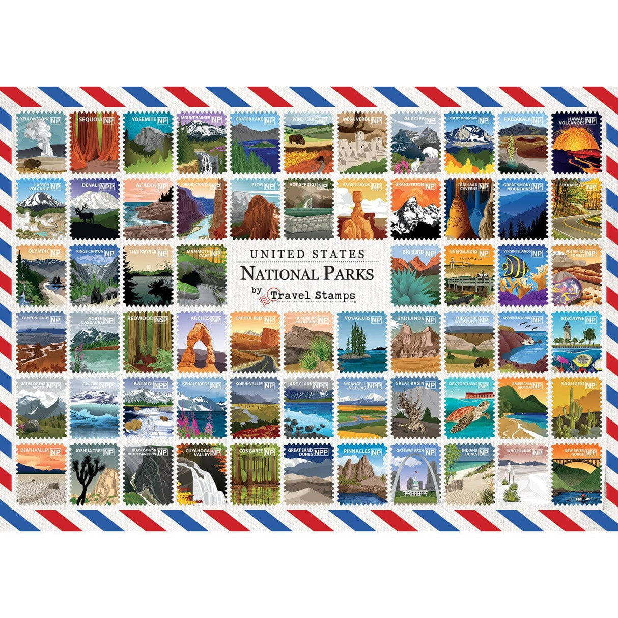 National Parks Travel Stamps 1000 Piece Jigsaw Puzzle