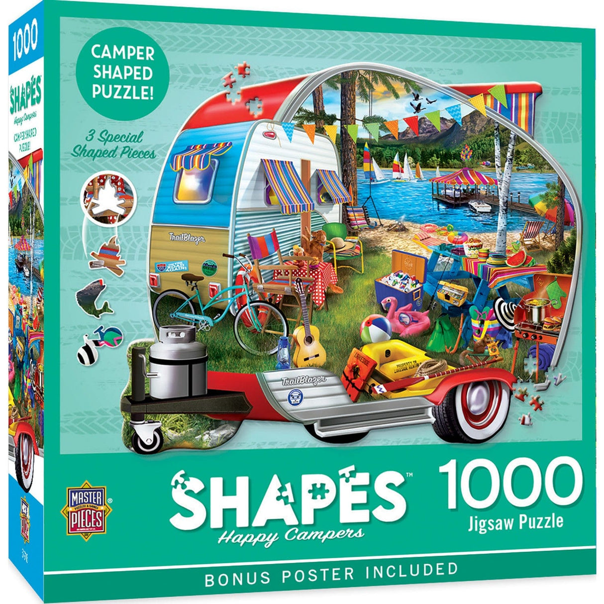 Shapes - Happy Campers 1000 Piece Shaped Jigsaw Puzzle