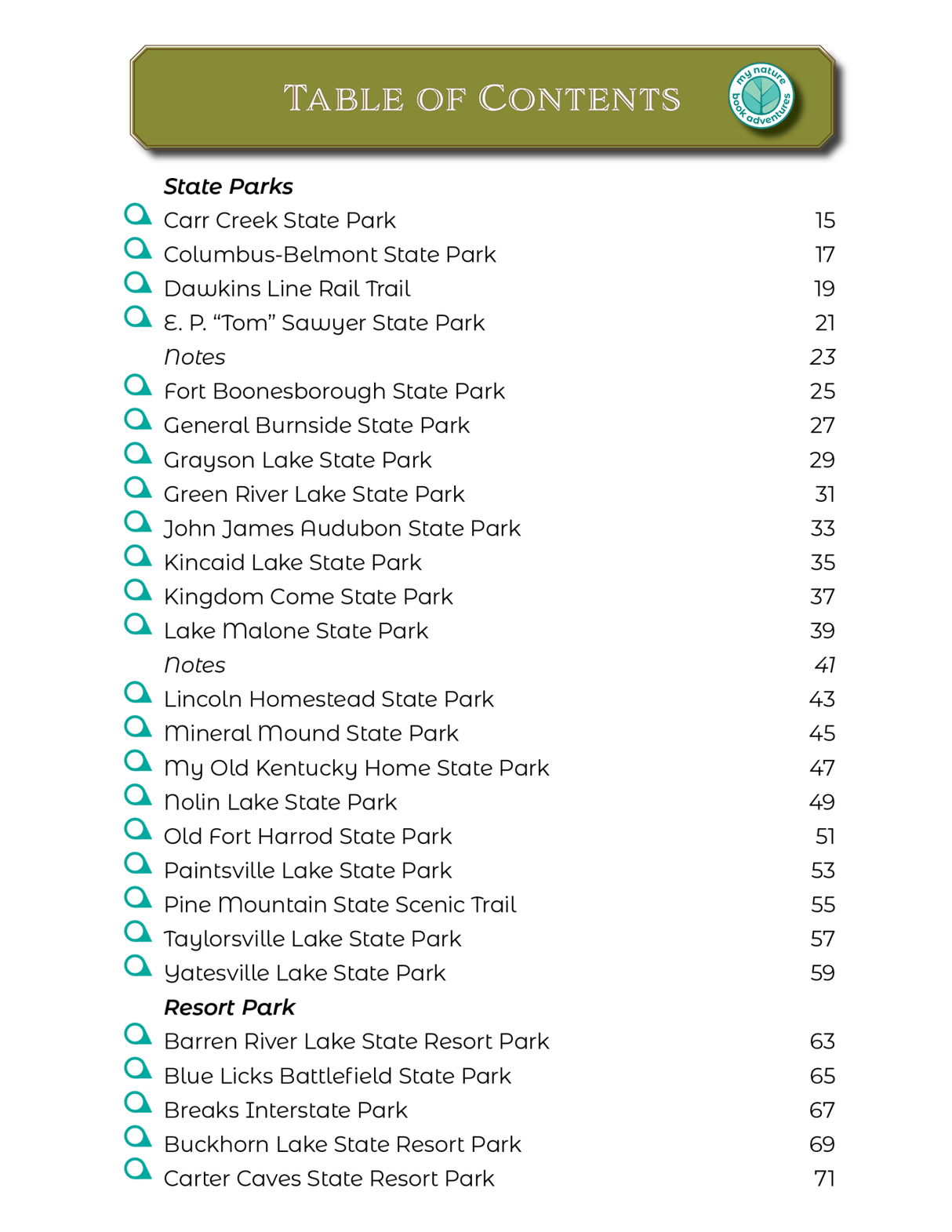 Kentucky State Parks - Adventure Planning Journal