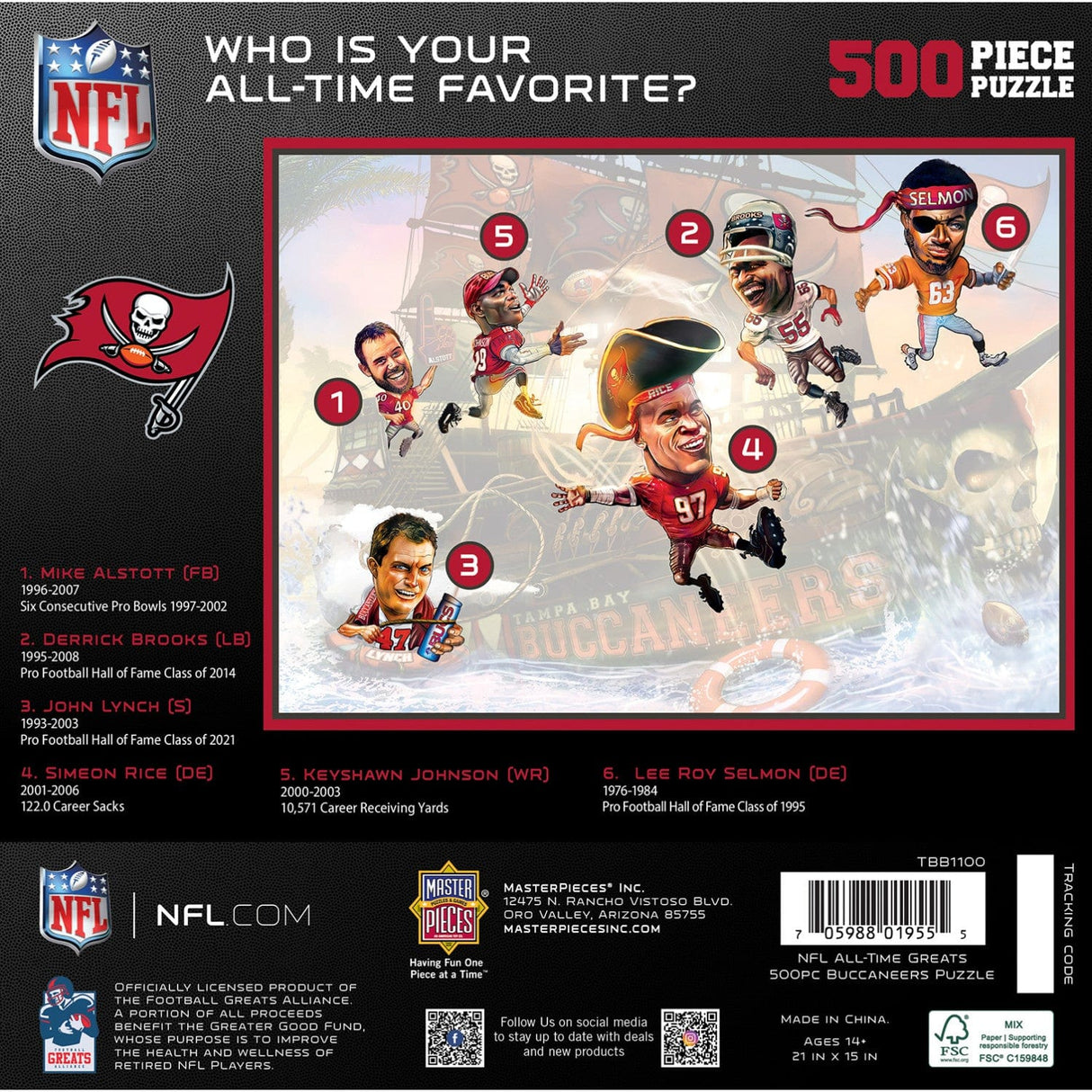 Tampa Bay Buccaneers - All-Time Greats 500 Piece Jigsaw Puzzle