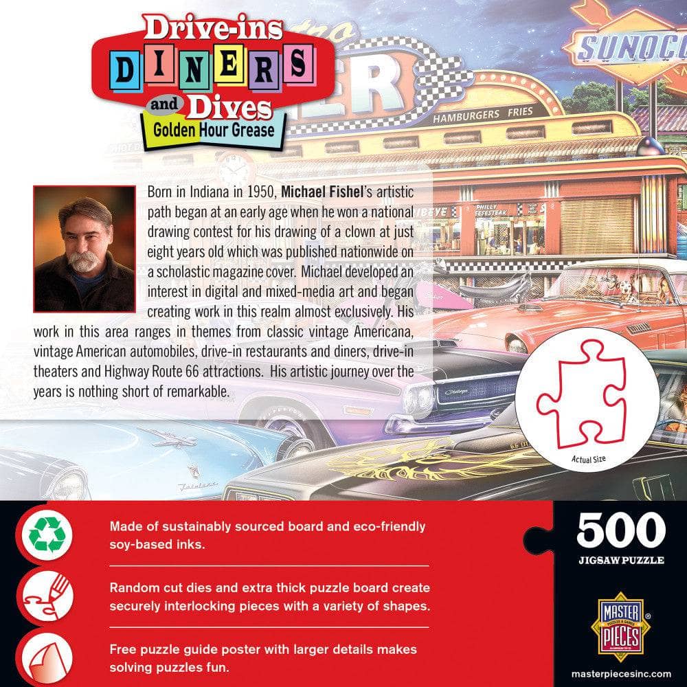 Drive-Ins, Diners & Dives - Golden Hour Grease 500 Piece Jigsaw Puzzle