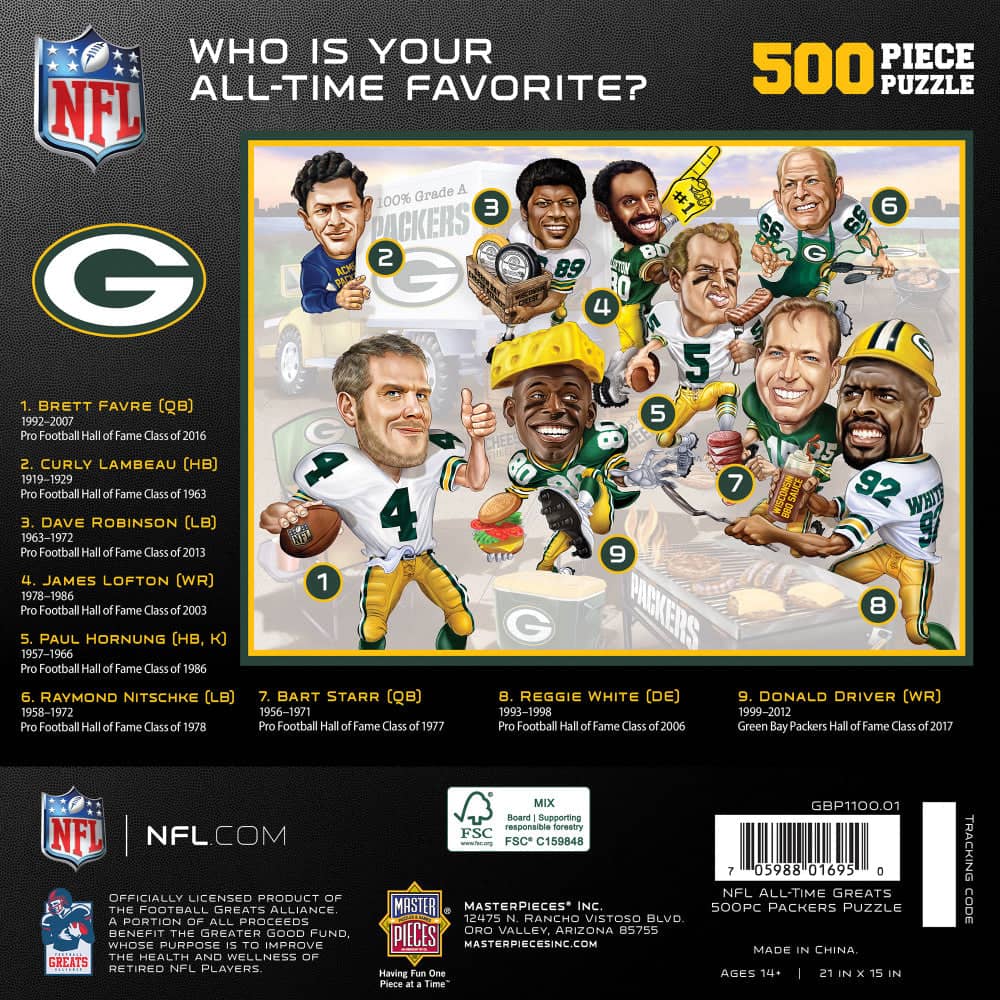 Green Bay Packers - All Time Greats 500 Piece Jigsaw Puzzle