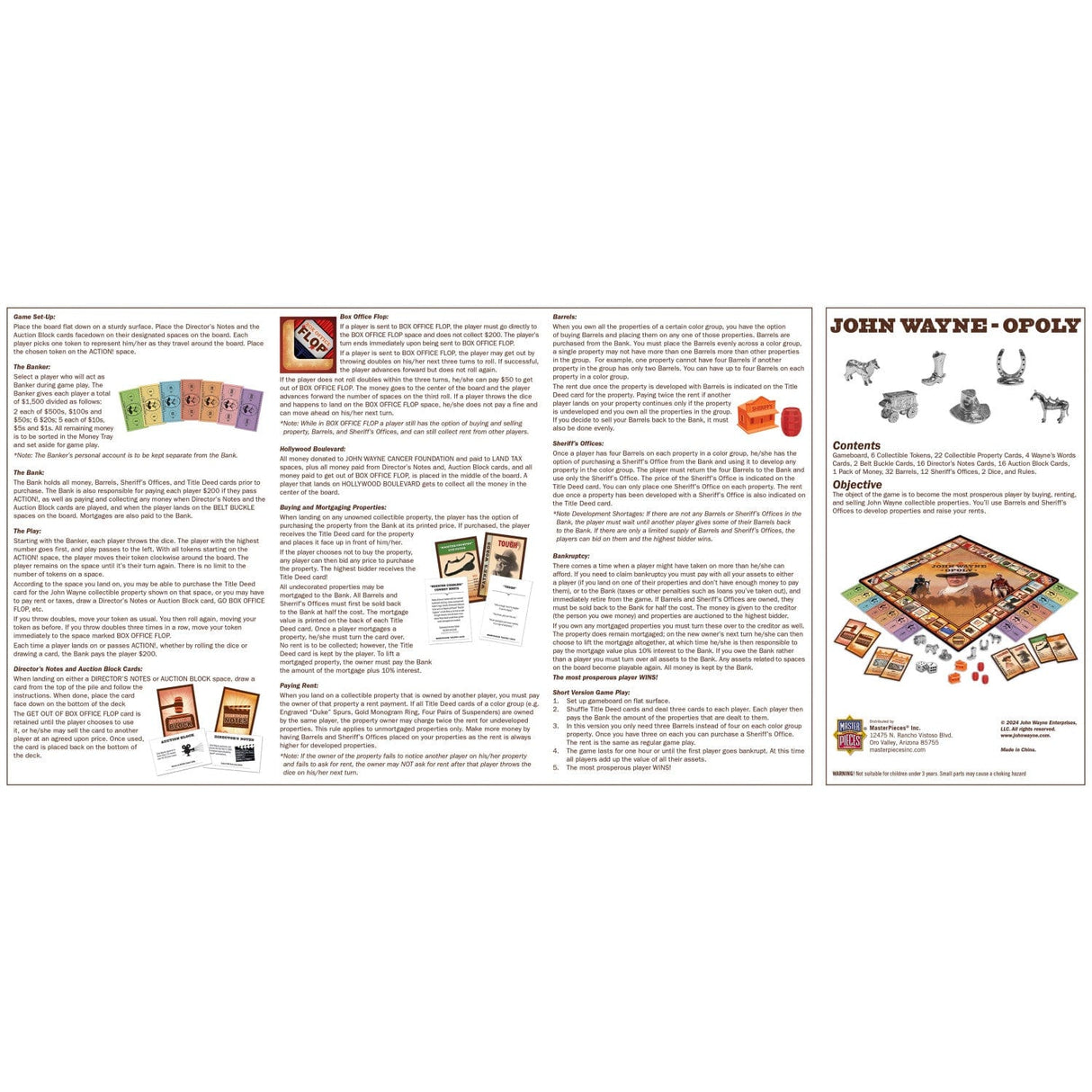 John Wayne Opoly Board Game