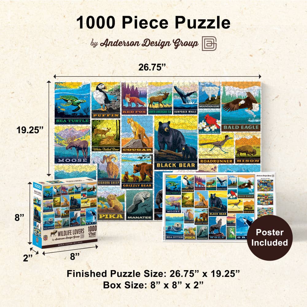 Vintage Posters - Wildlife Lovers 1000 Piece Jigsaw Puzzle