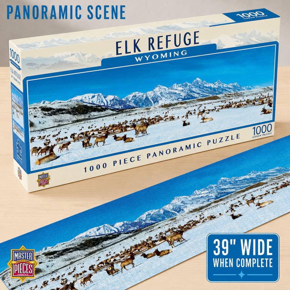 Elk Refuge, Wyoming 1000 Piece Panoramic Jigsaw Puzzle