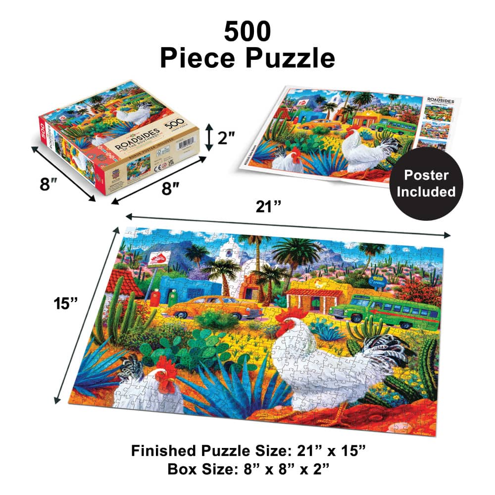Roadsides of the Southwest - Gallos Blancos 500 Piece Jigsaw Puzzle