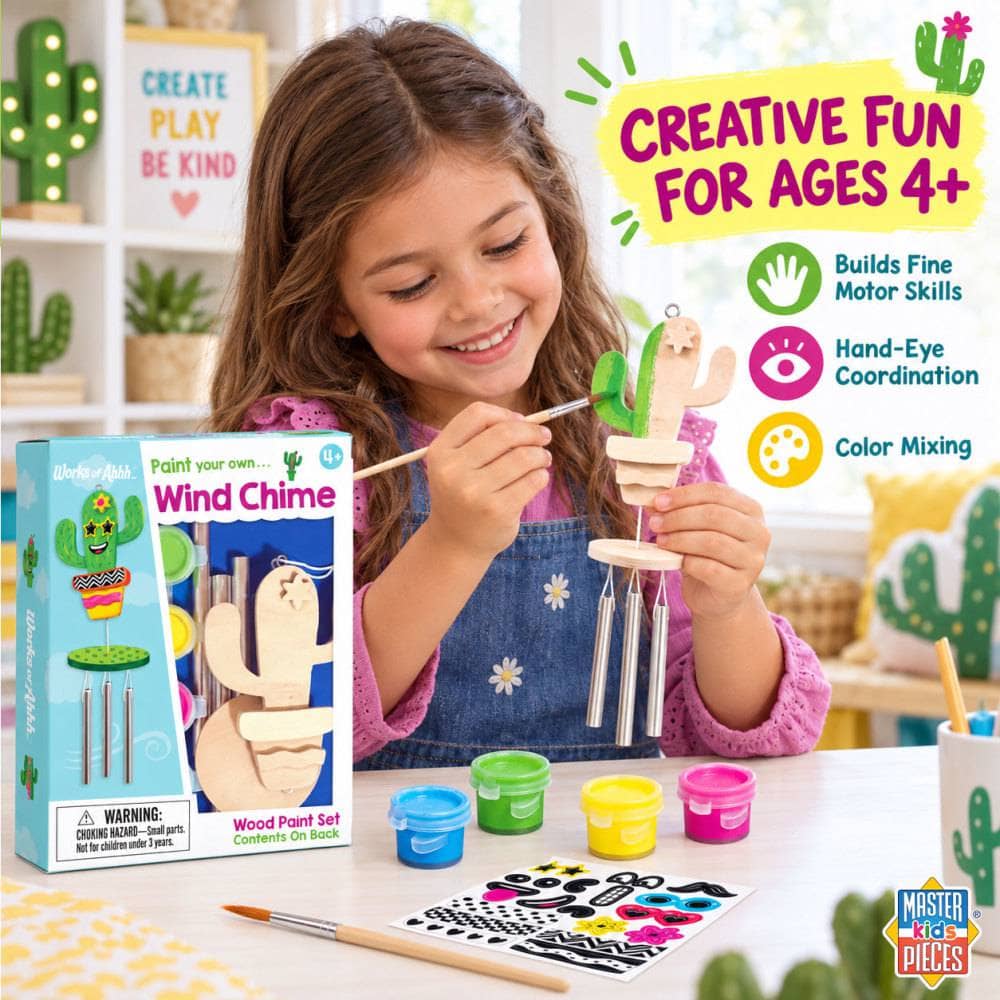 Cactus Wind Chime Wood Craft & Paint Kit