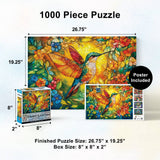Stained Glass - Glorious Hummingbird 1000 Piece Jigsaw Puzzle