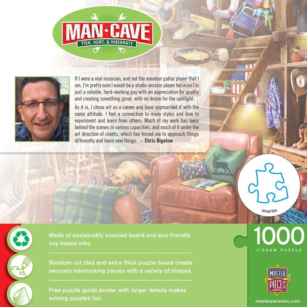 Man Cave - Fish, Hunt, & Hibernate 1000 Piece Jigsaw Puzzle