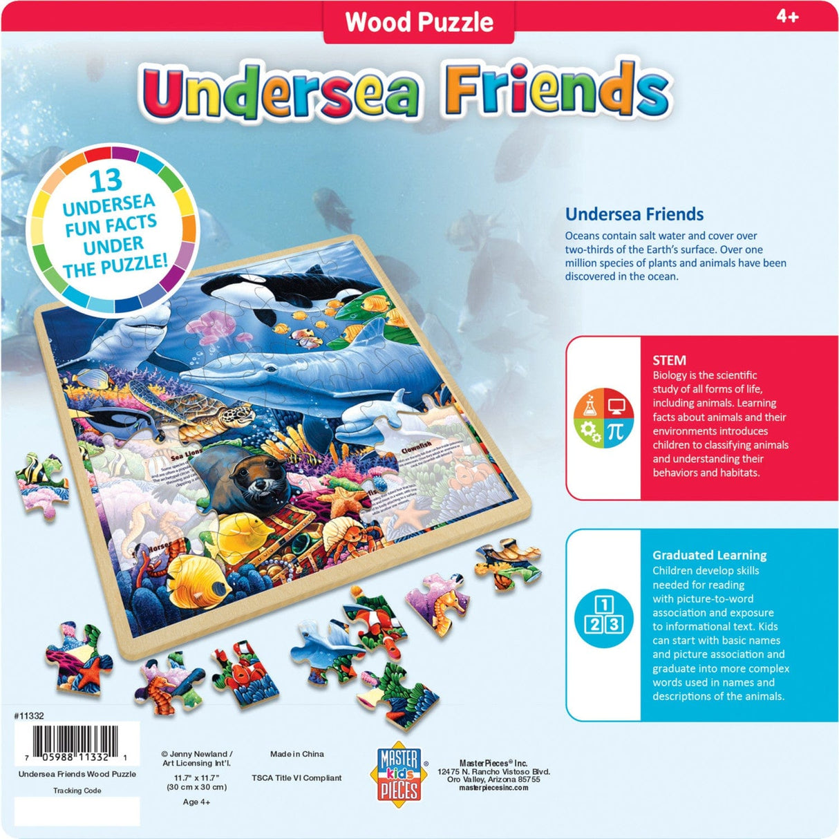 Wood Fun Facts - Undersea Friends 48 Piece Wood Jigsaw Puzzle