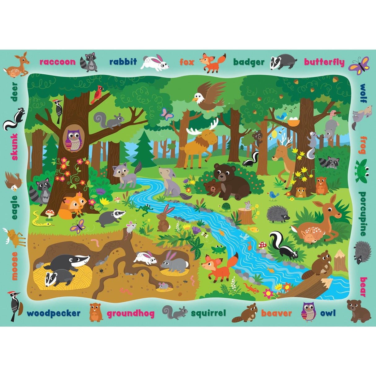 Hide & Seek - Animals in the Forest 48 Piece Jigsaw Puzzle