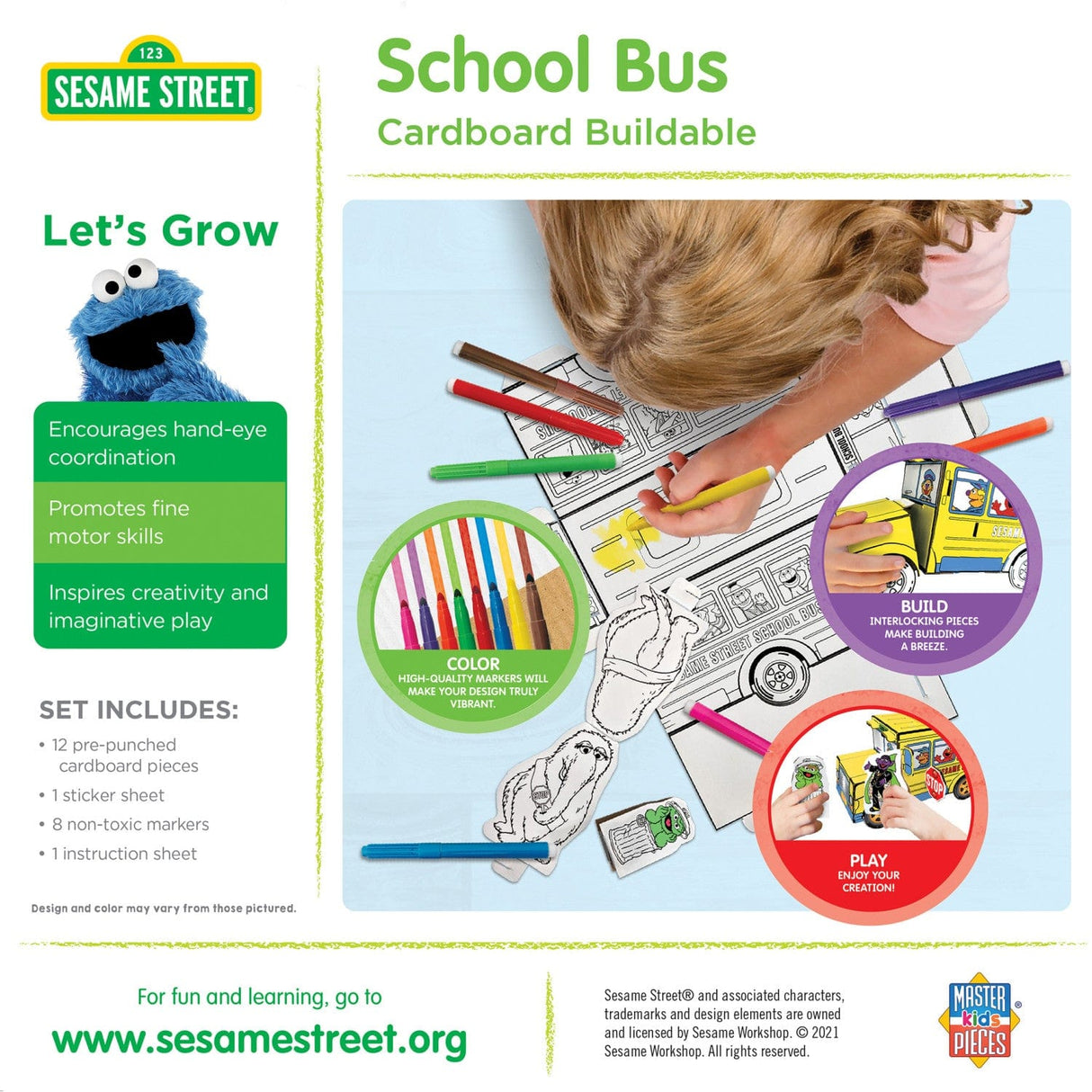 Sesame Street - School Bus Cardboard Buildable Craft Kit